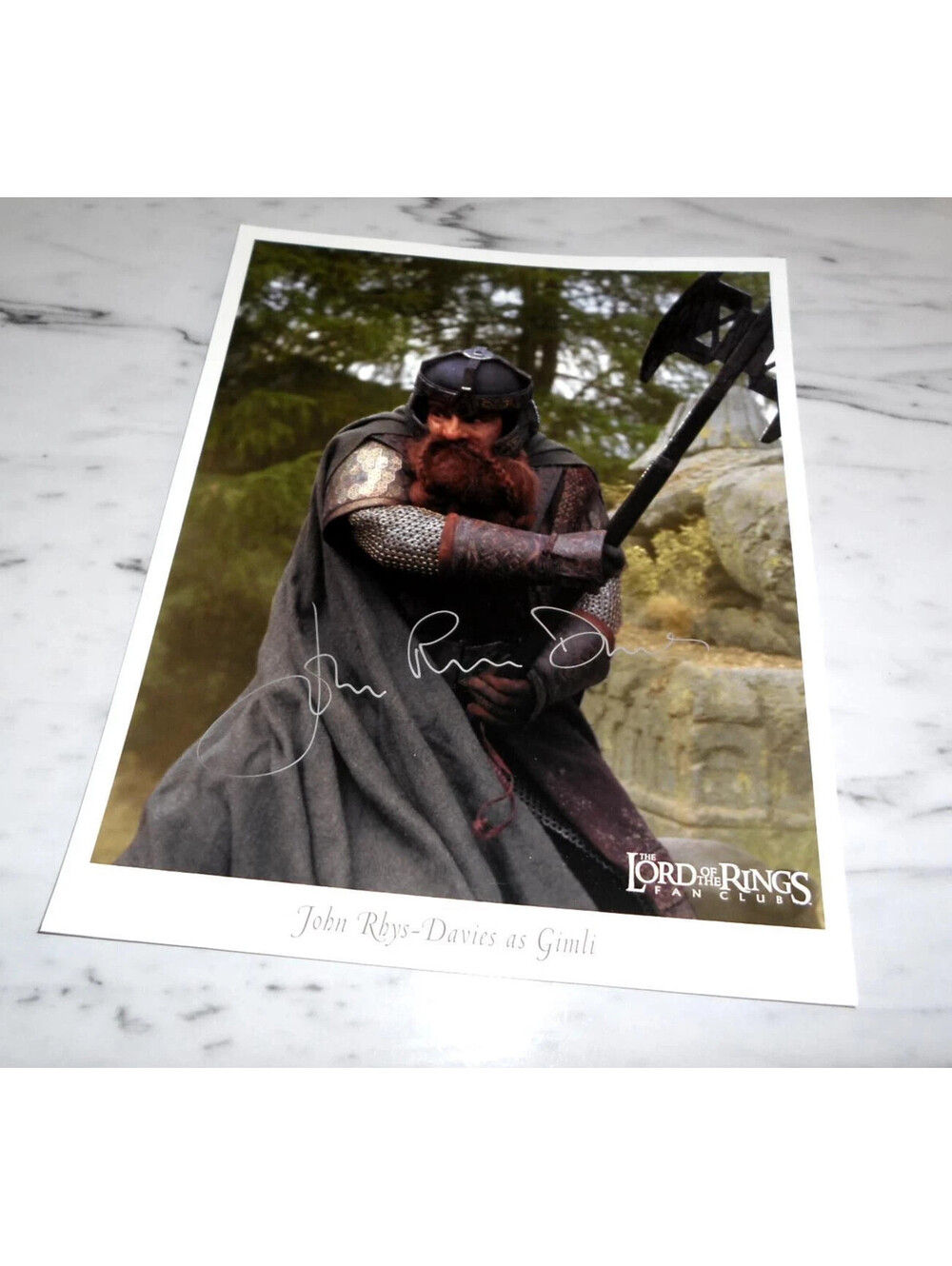 The Lord Of The Rings Fan Club John Rhys-Davies as Gimli autograph photo 8x10